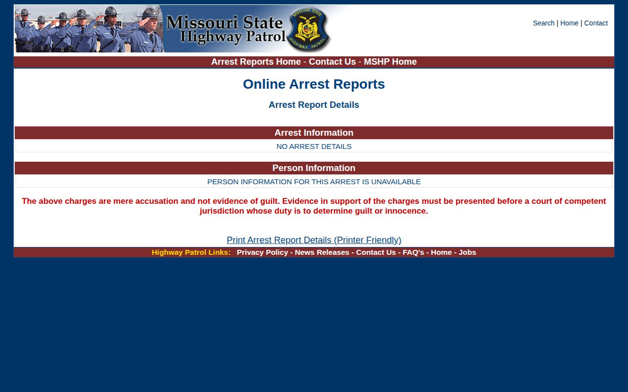 Official MSHP Cooper County arrest report detail