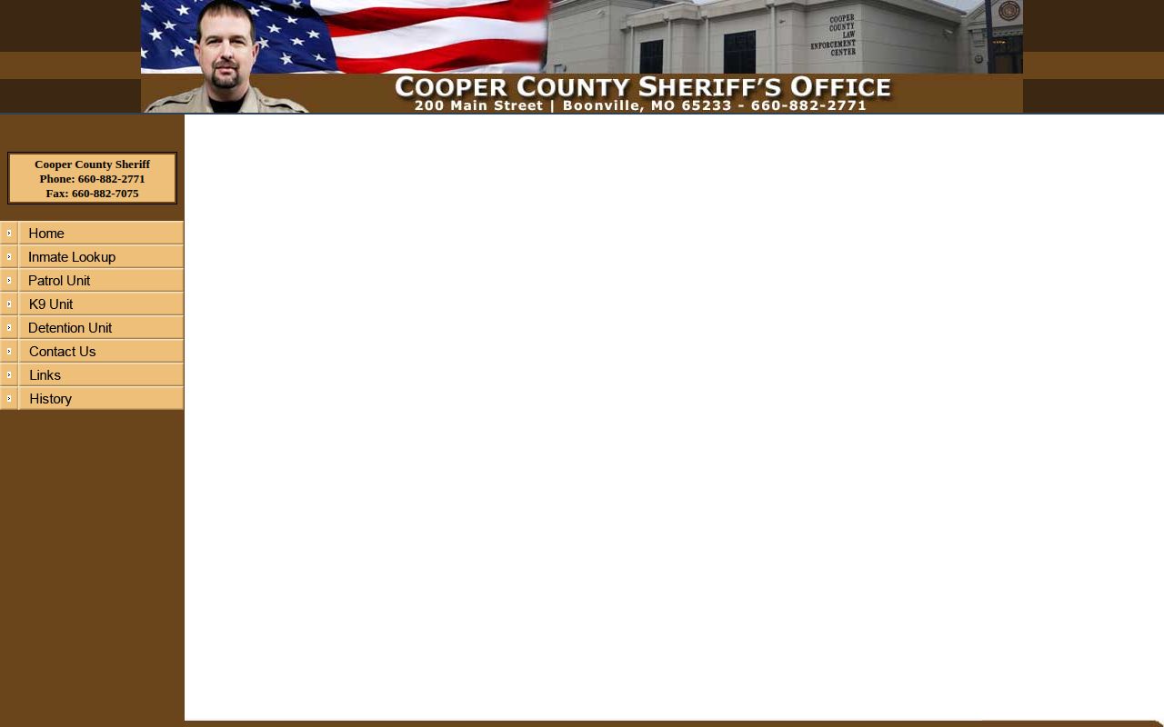 Cooper County official inmate roster current custody access